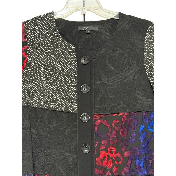 Caleesa Mixed Print & Texture Button Up Tunic, Size S - Picture 3 of 6